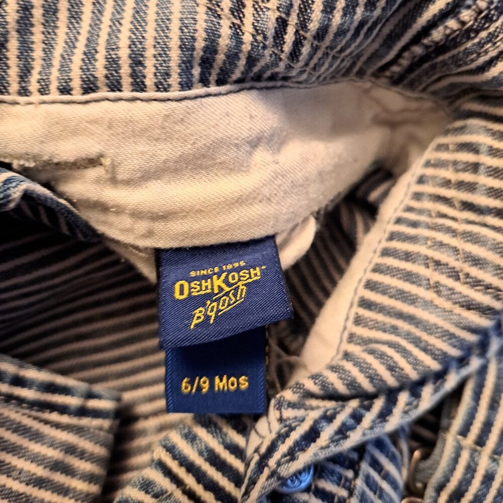 OshKosh B’Gosh Vestbak Striped Denim Railroad Engineer Bib Overalls W/Snap Legs - Picture 8 of 9